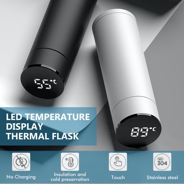 Stainless Steel Sports Water Bottle with LED Temperature Display,Double Wall Vacuum Insulated